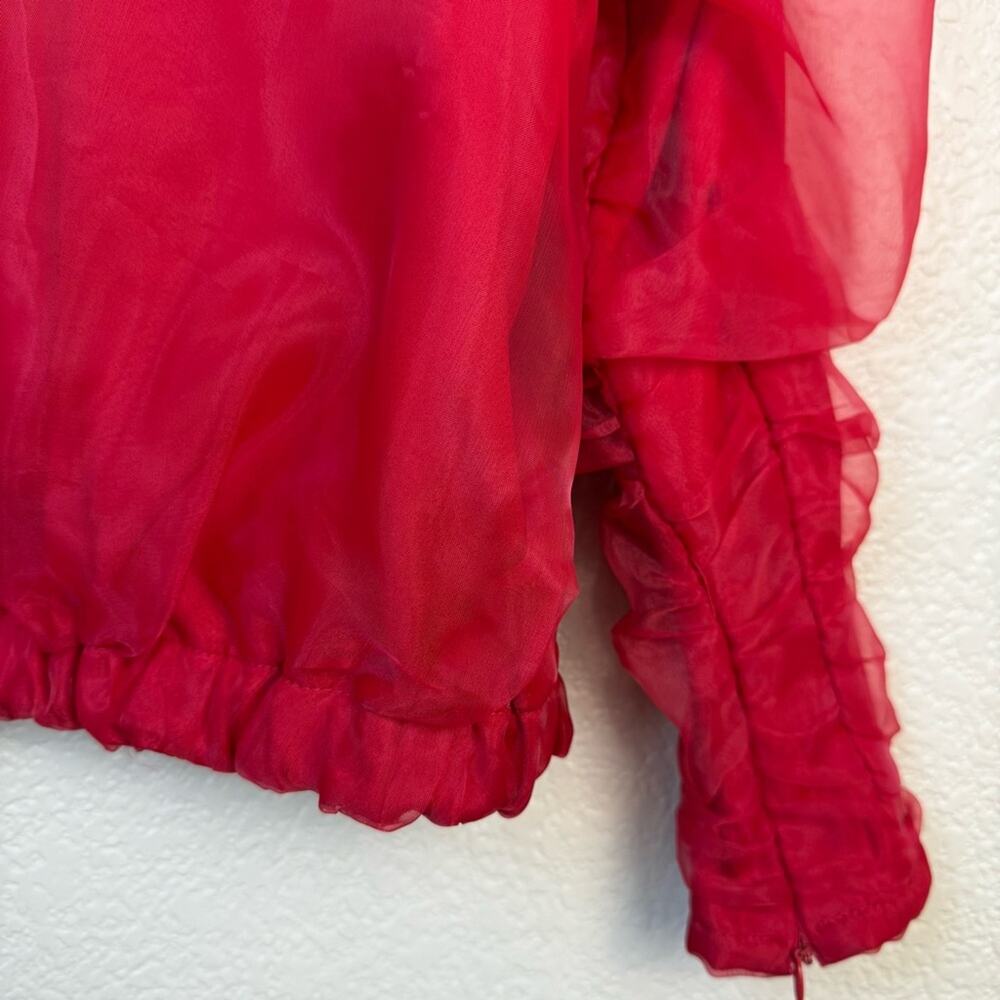 Zara • Red Ruched Bomber Jacket - Picture 13 of 15
